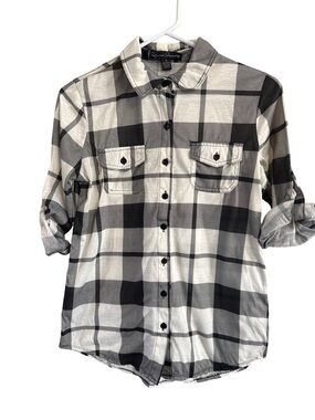 French Laundry Black & White Plaid Button-Down Shirt